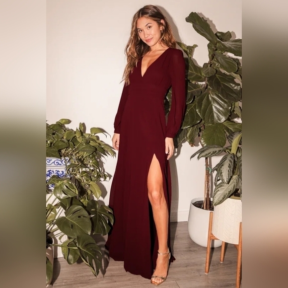 NWOT Lulu's Burgundy Long Sleeve Maxi Dress Size 2X=20/22 - Picture 1 of 7
